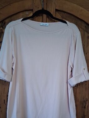 Calvin Klein Soft Blush Roll-Tab Long Sleeve Tee